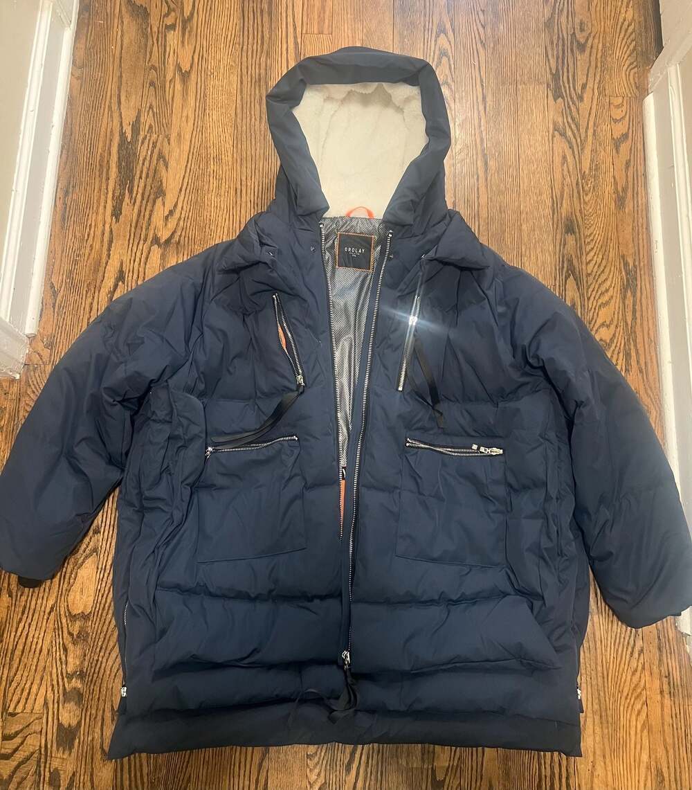 Orolay Women's 3XL Thickened Down Jacket Navy Blue Puffer Coat with Sherpa Lined